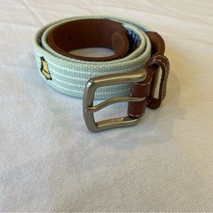 PETER MILLAR Needlepoint Golf Leather Atlantic City Country Club Belt Size 34⛳️